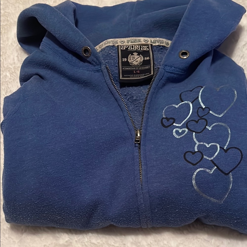 Blue Heart Pattern Jacket with Hood